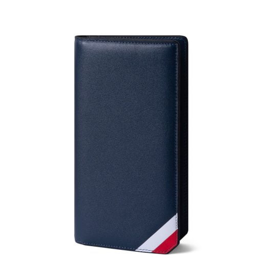 4CN05CJ Personalized Long Handheld Folding Wallet Made Of Cowhide - Crown L - Navy Blue