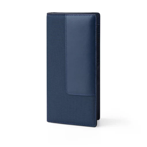 4CN04CJ Personalized Long Wallet Made Of Leather And Fabric - Leader L - Navy Blue