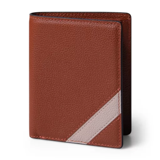 4CL03CJ Personalized Vertical Tri-Fold Wallet For Men- Cian V WaxBrown