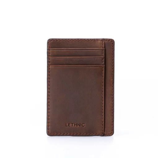 4CP12CJ Personalized Compact Waxed Leather Card Wallet - Slim 02