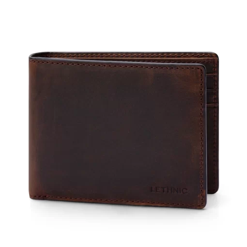 4CO05CJ Personalized Classic Horizontal Waxed Leather Wallet - Rustic-H